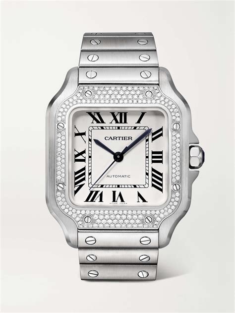 cartier watch mens santos|cartier santos diamond bezel.